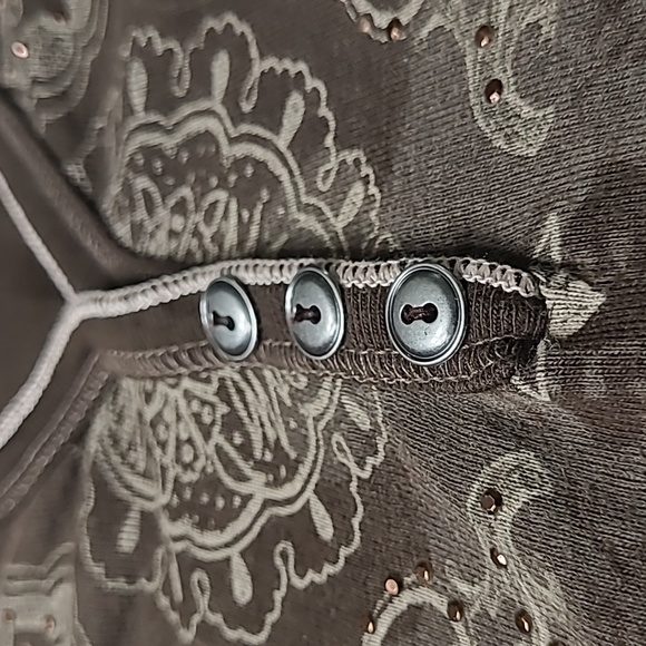 BLUE CANYON Clothing  Brown Embroidered 3/4 Sleeve Top - Picture 8 of 13